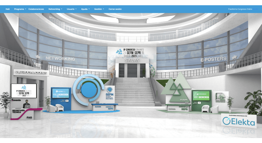Hall principal de Congreso online o virtual