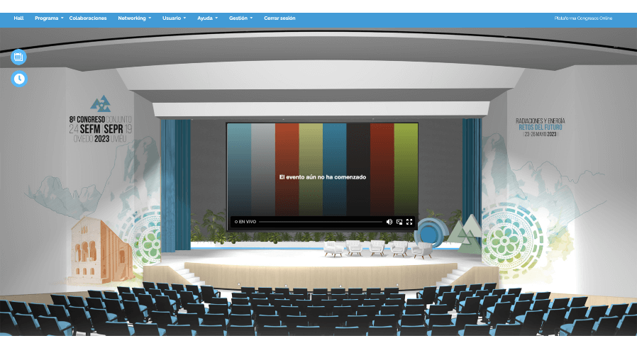 Sala de conferencias en Congreso online o virtual